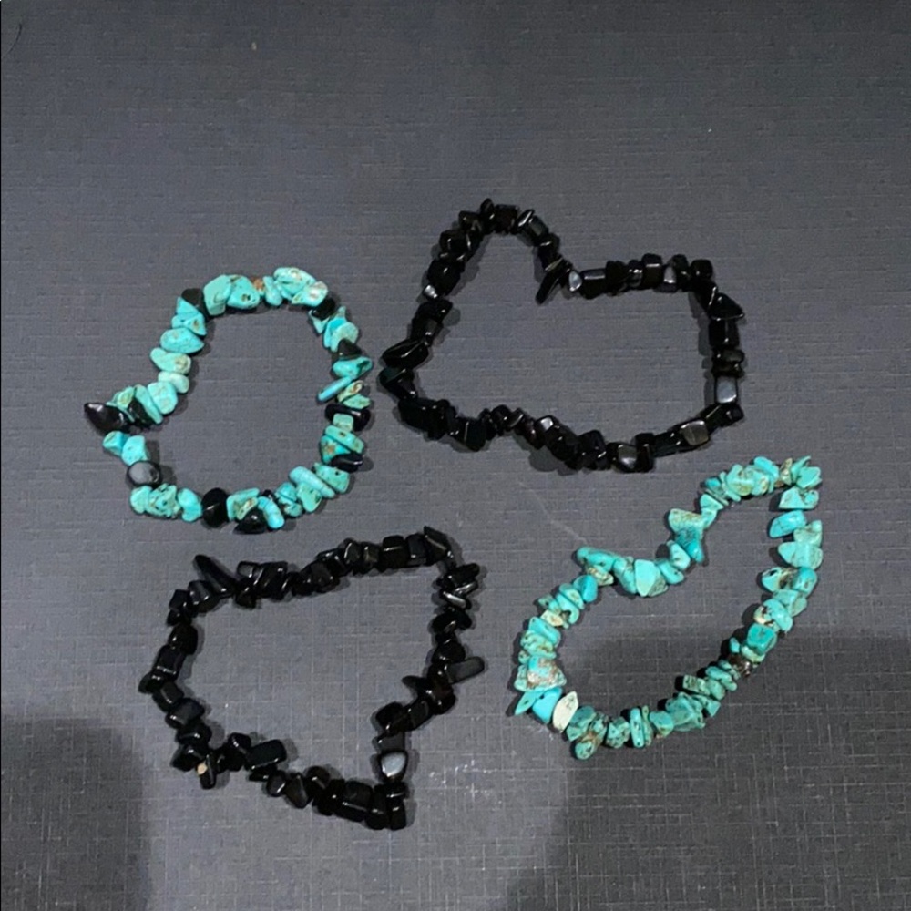 Turquoise and black stone bracelets